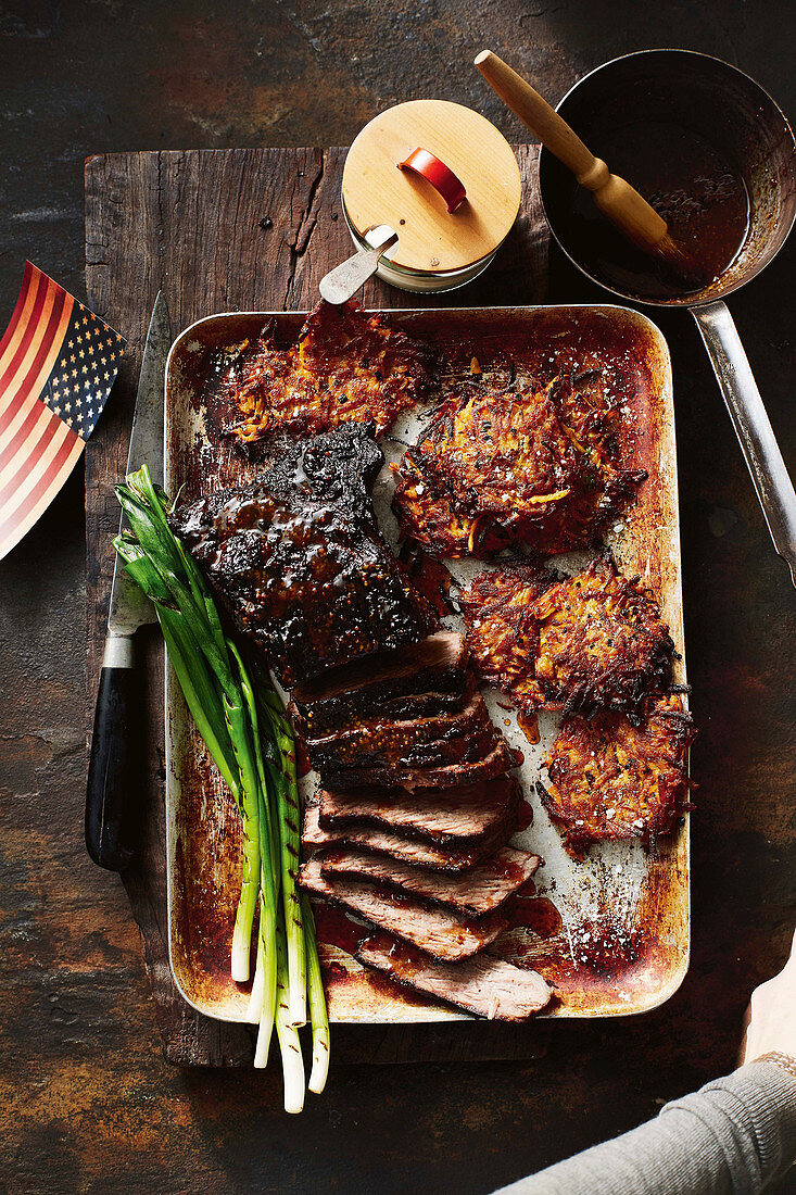 Barbecued brisket with maple bourbon glaze