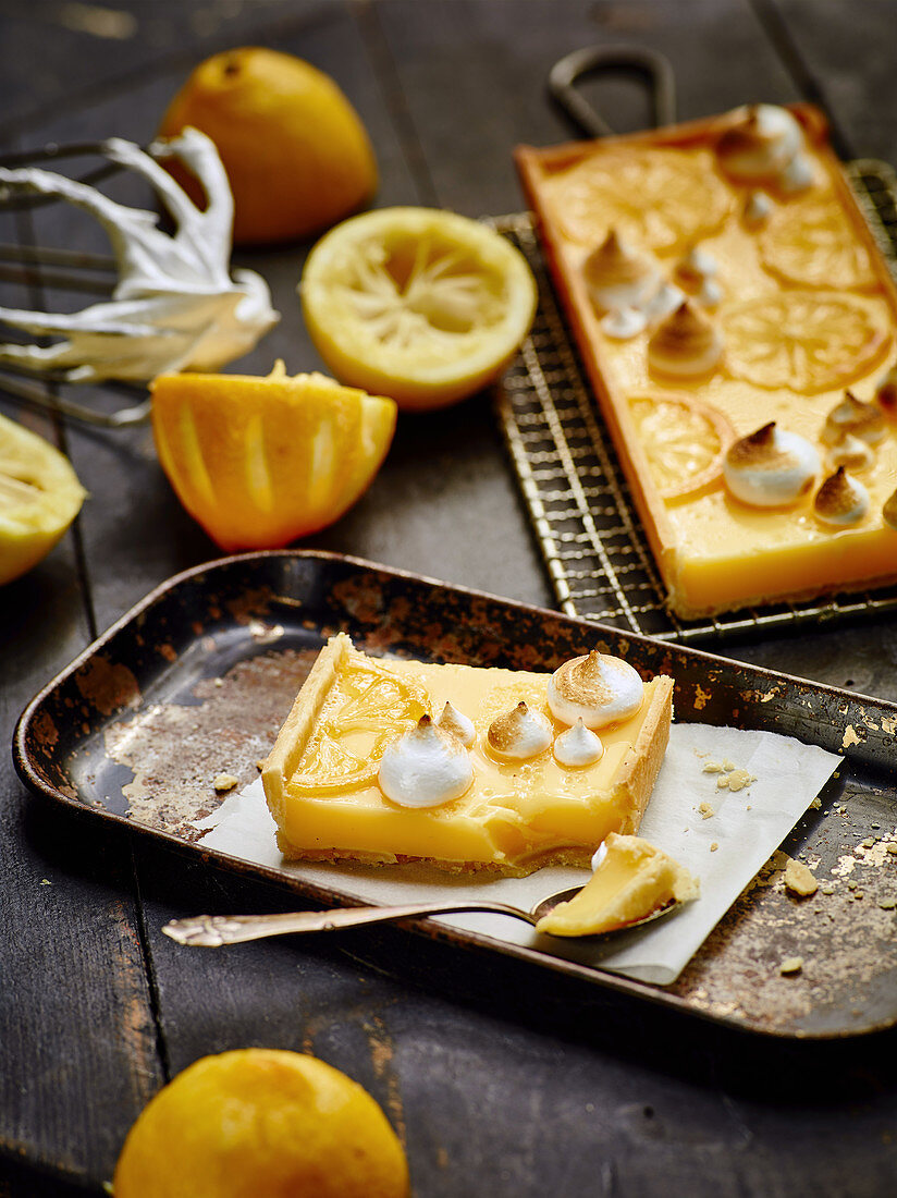 Lemon cream tart with meringue