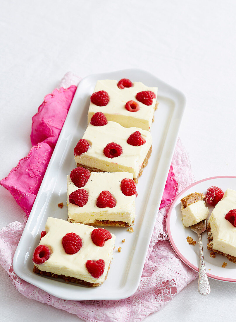 Lemon, Raspberry & Ginger Cheesecake Slice