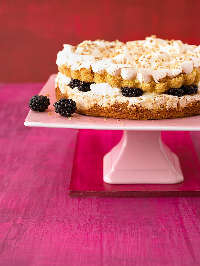 A blackberry meringue cake