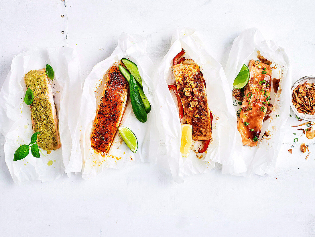 Four ways with baked salmon