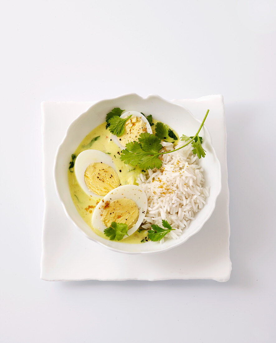 Curry-Eier mit Reis