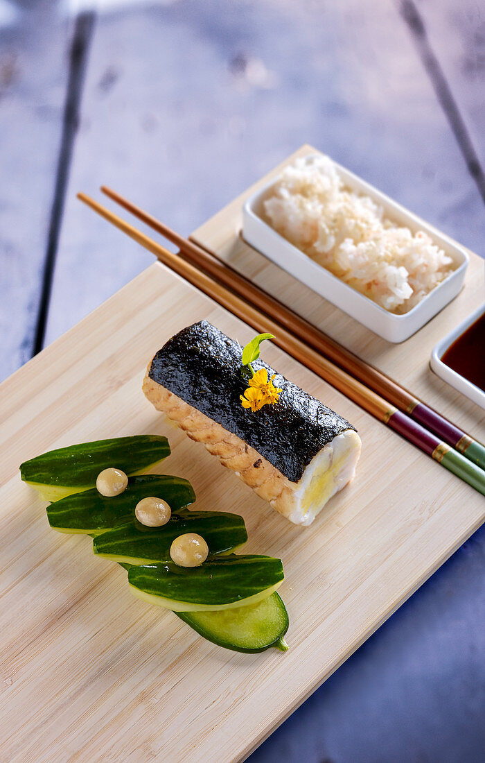 Maki sushi with hake