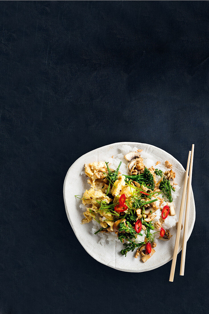 Japanese broccolini chicken with rice
