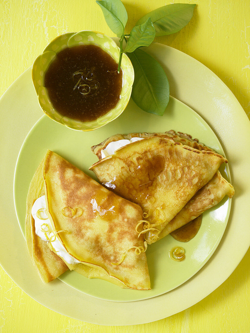 Crepe suzette with limoncello sauce