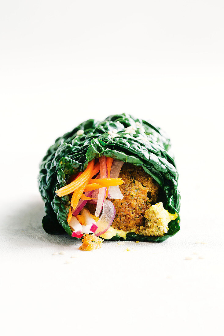 Kale wraps with falafel stuffing