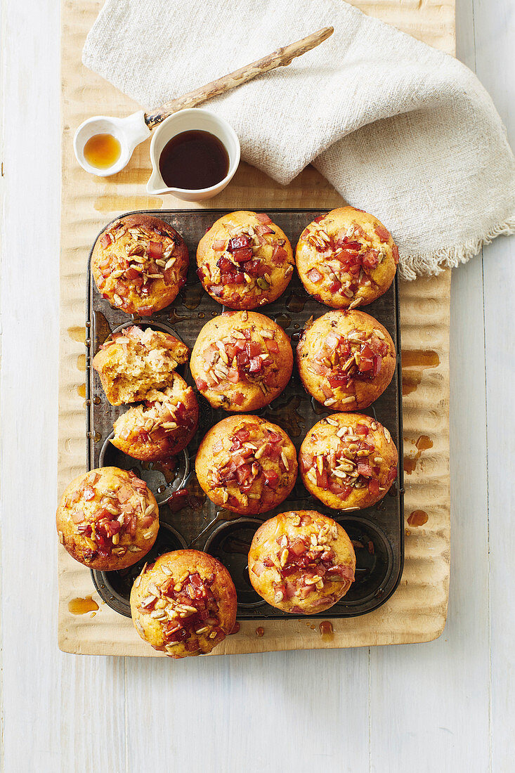 Spiced sweet potato and maple bacon muffins