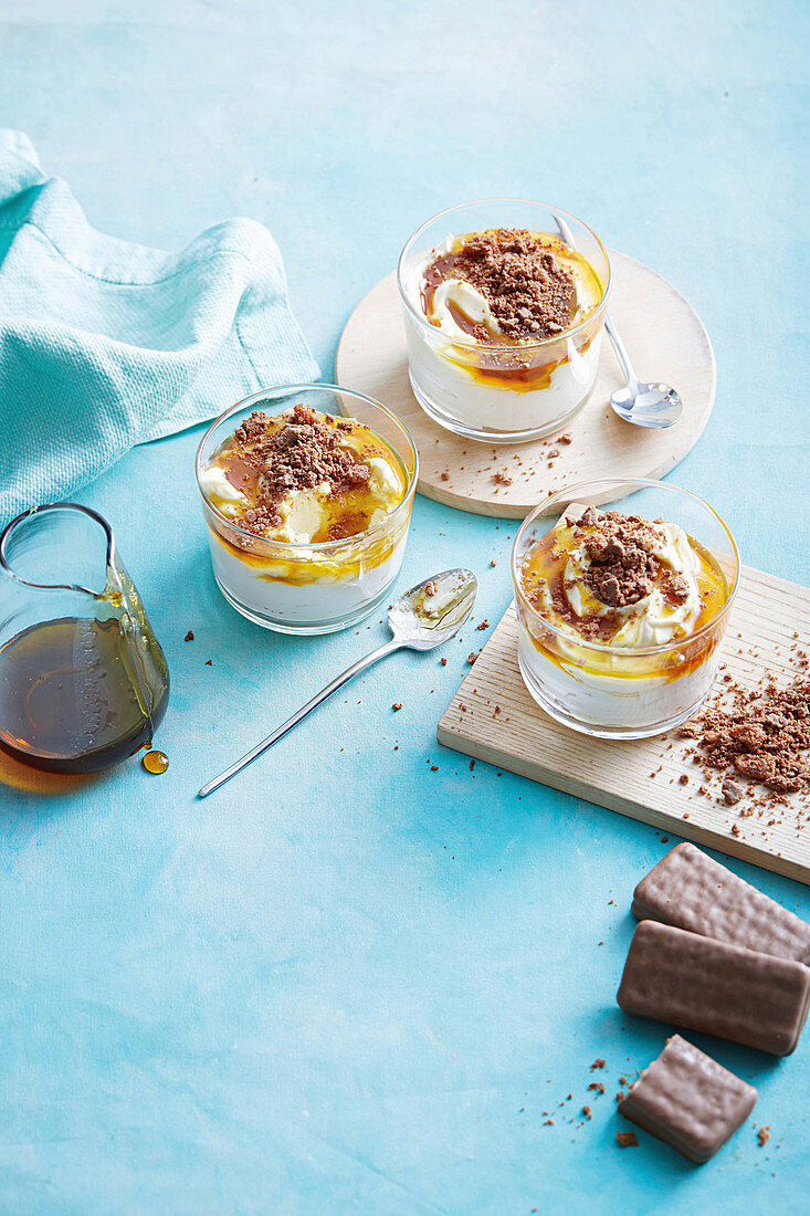 Four ingredient upside-down golden syrup cheesecakes