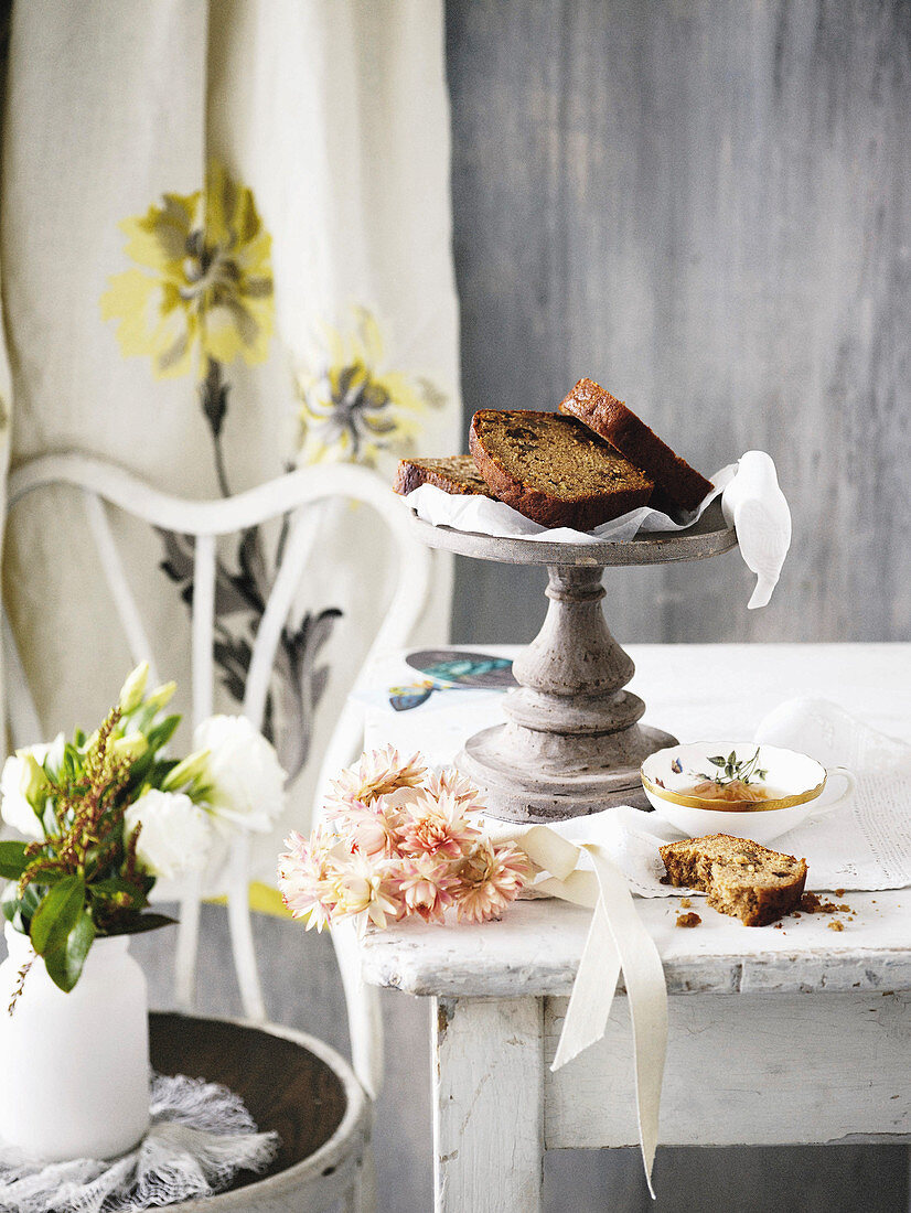 Spelt and honey banana bread with dates and walnuts