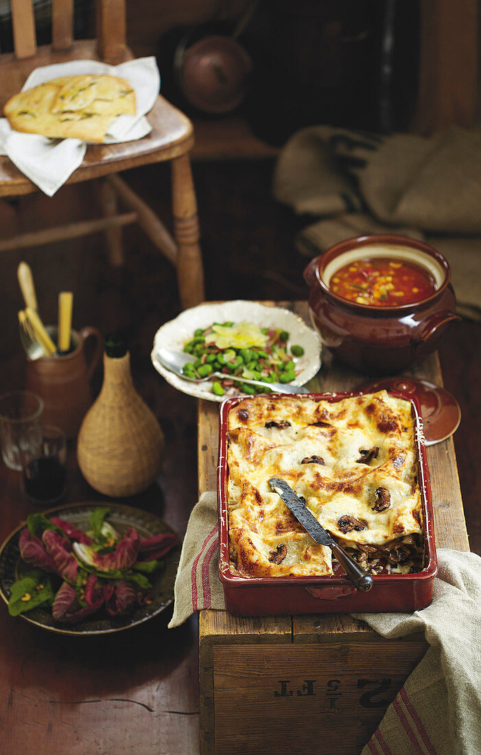 Lasagne mit gemischten Pilzen