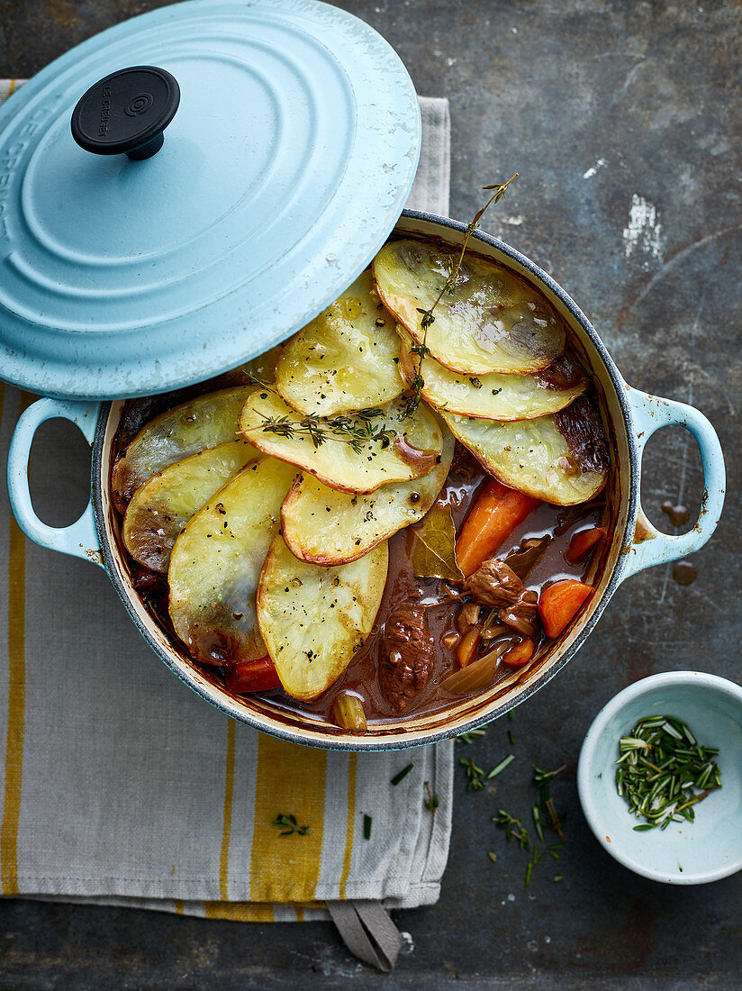 Beef stew with potato slices