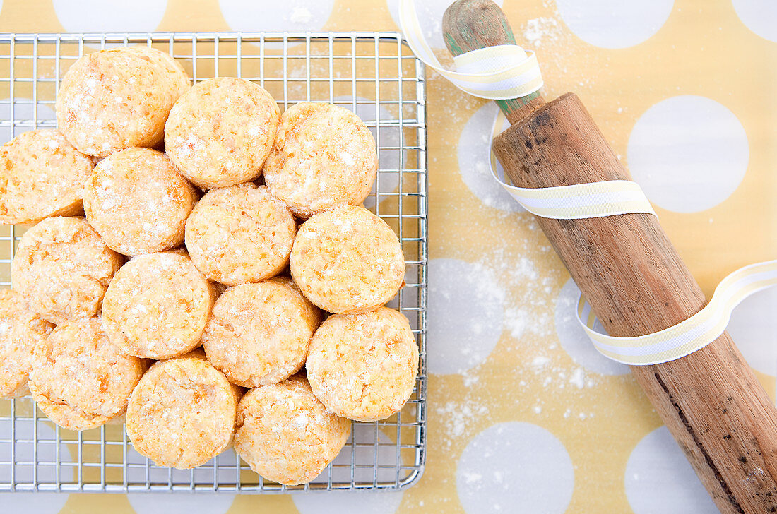 Pumpkin scones on a cooling rack