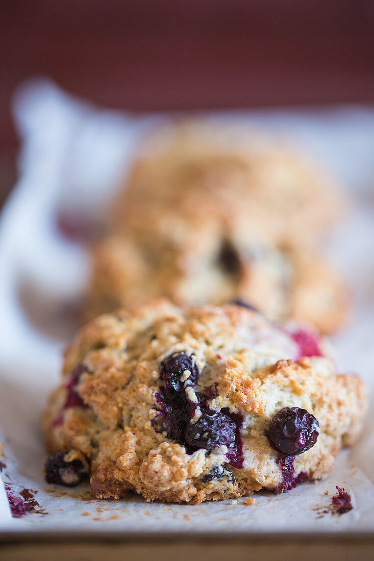 Scones with blueberries and raspberries