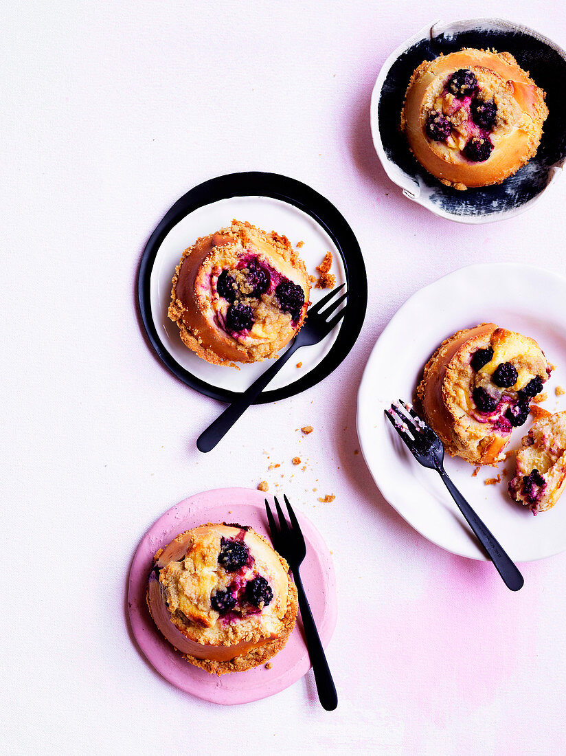Breakfast buns with blackberry cream cheese filling