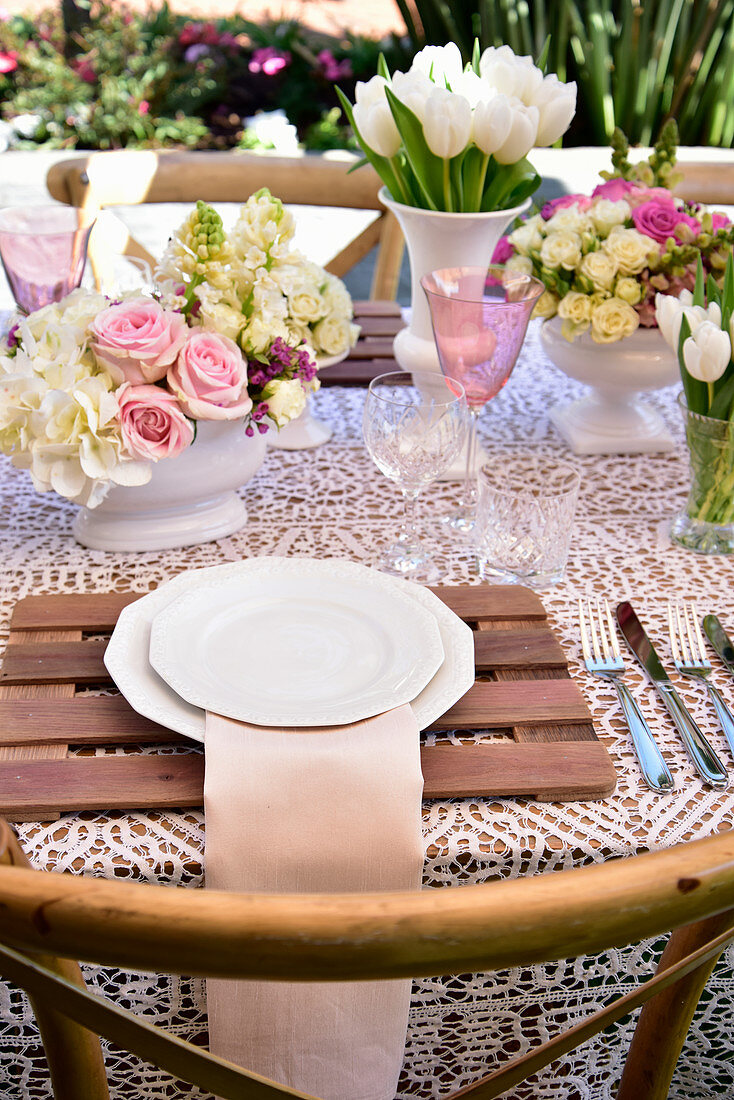 A table laid for a summer garden party