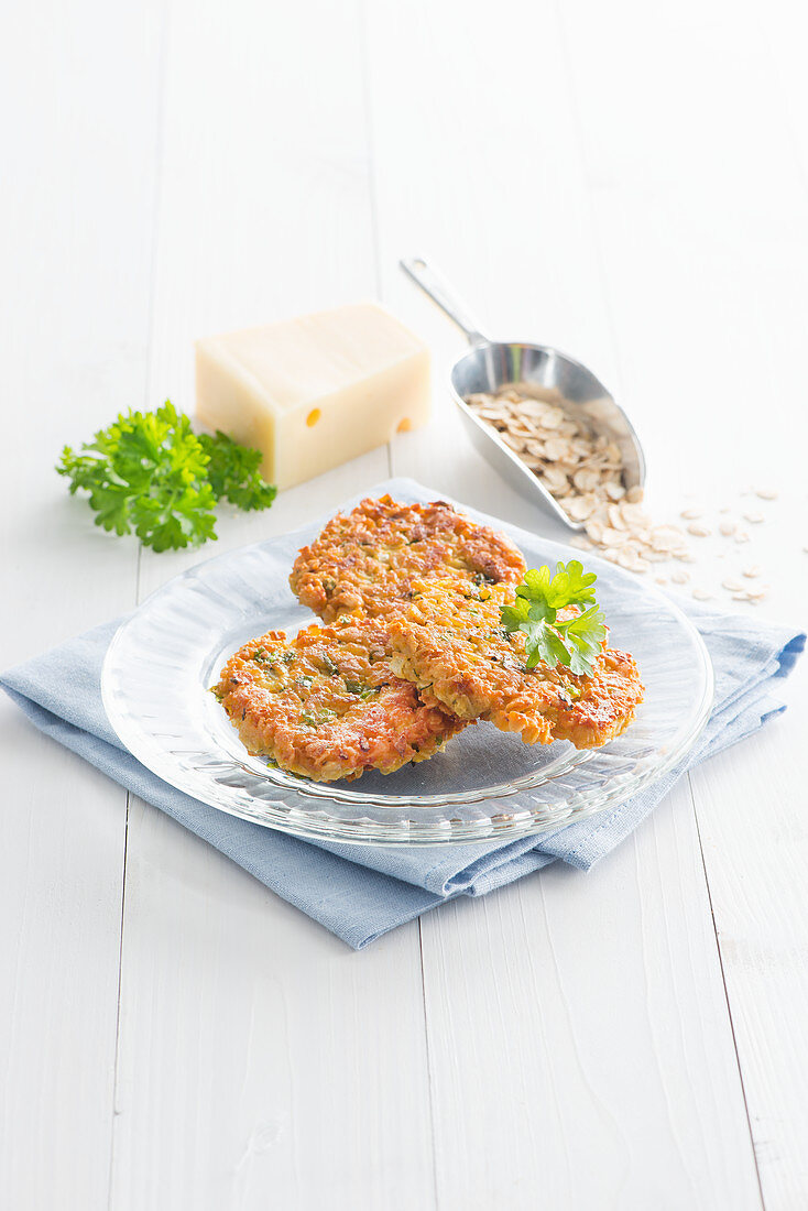 Oat and cheese fritters with parsley