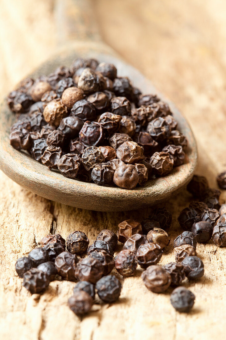 Dried black peppercorns