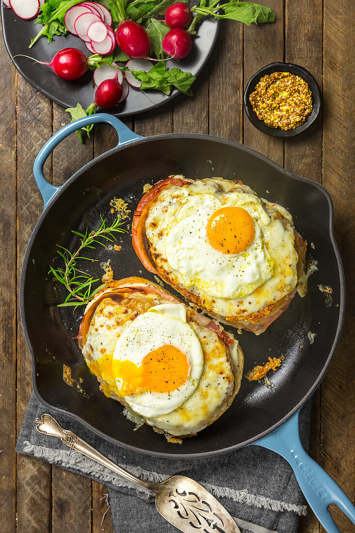 Croque Madame with fried eggs