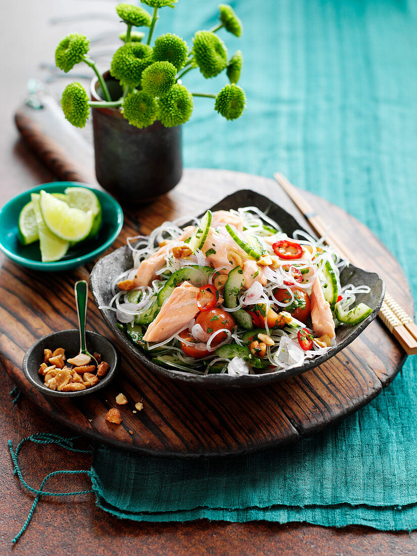 Thai glass noodles with salmon