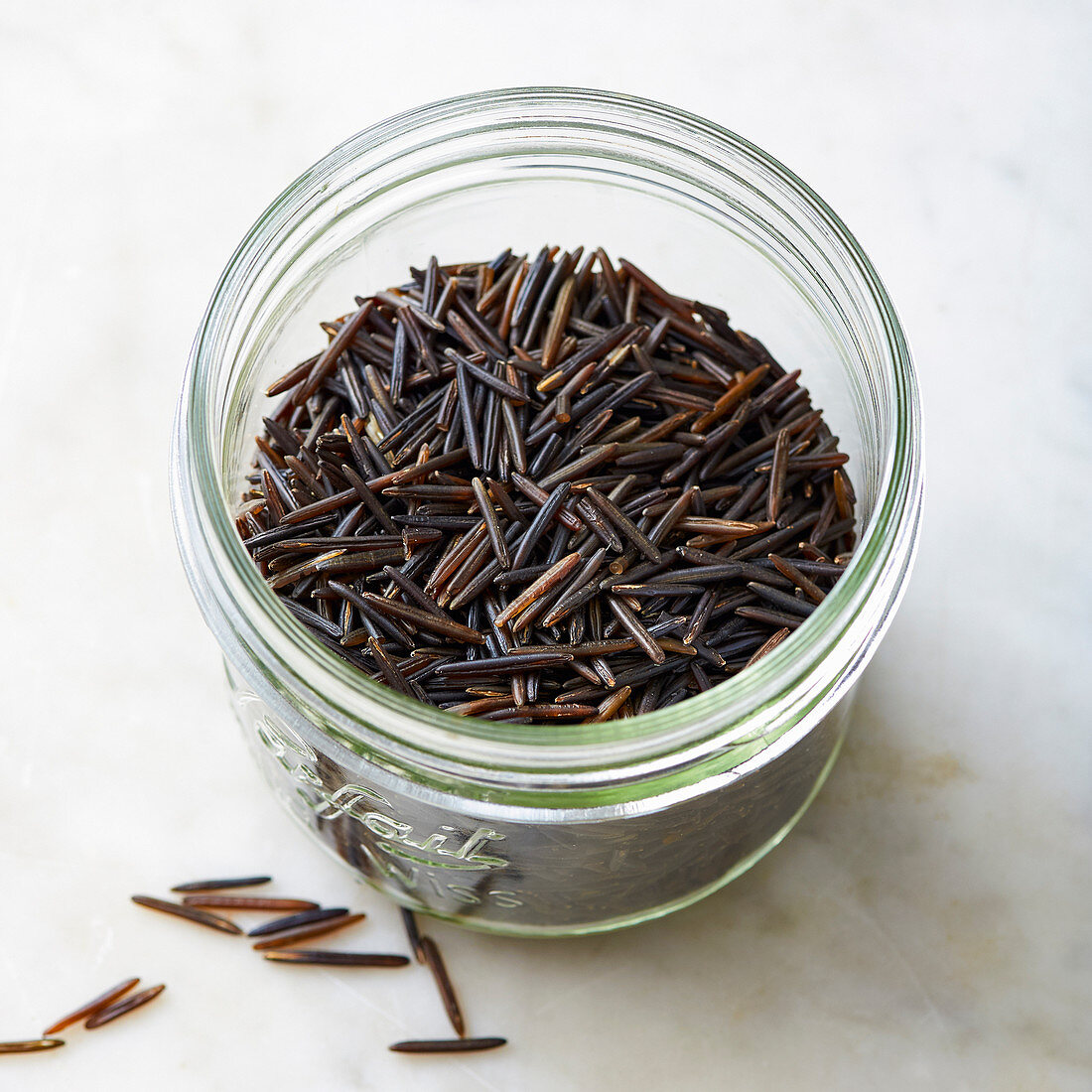 Wild rice in a storage jar