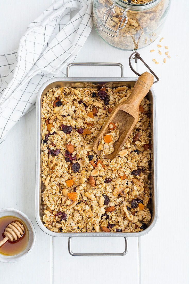 Homemade granola with maple syrup