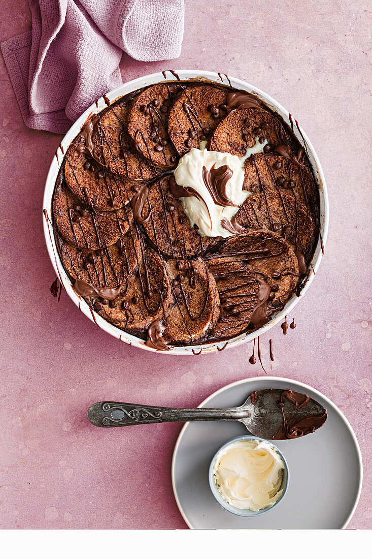 Double chocolate bread pudding