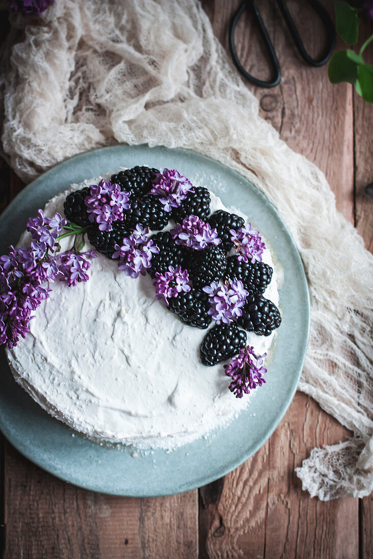 No-bake Coconut and Blackberry Cake (Vegan and Glutenfree)