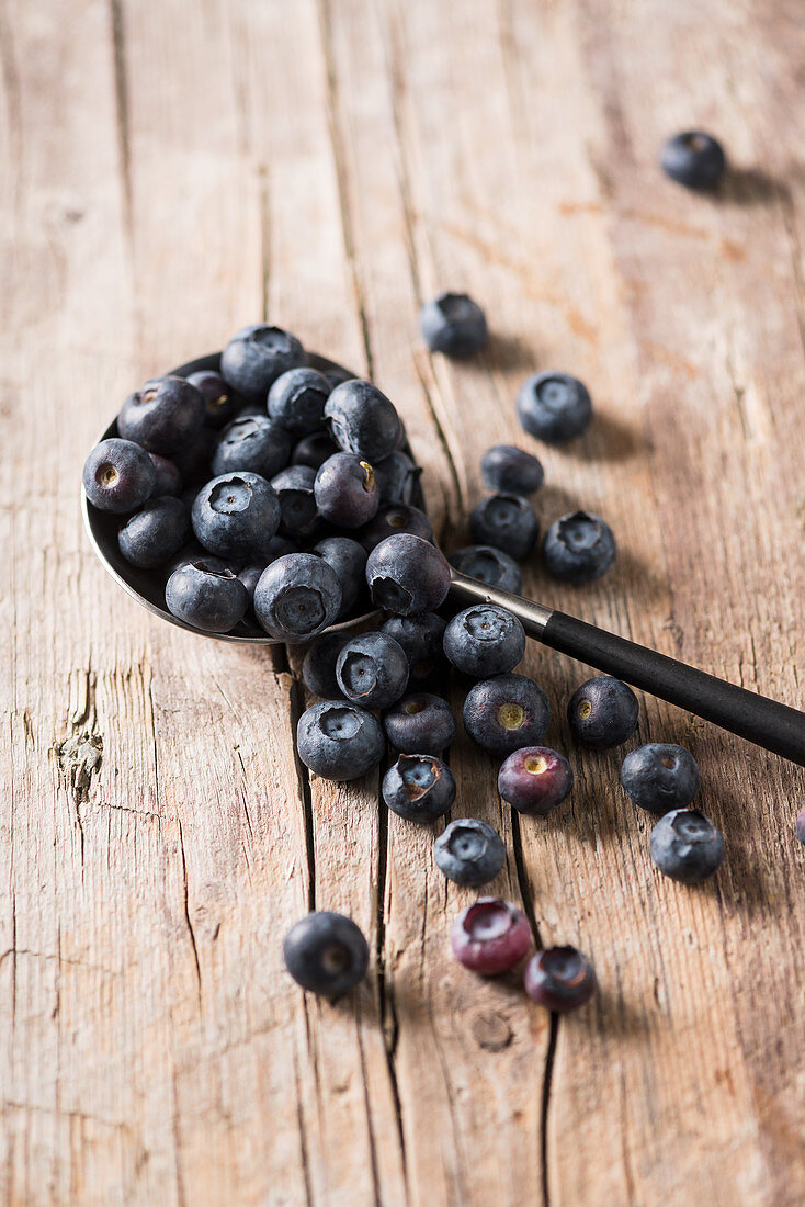 Blueberries on wooden background