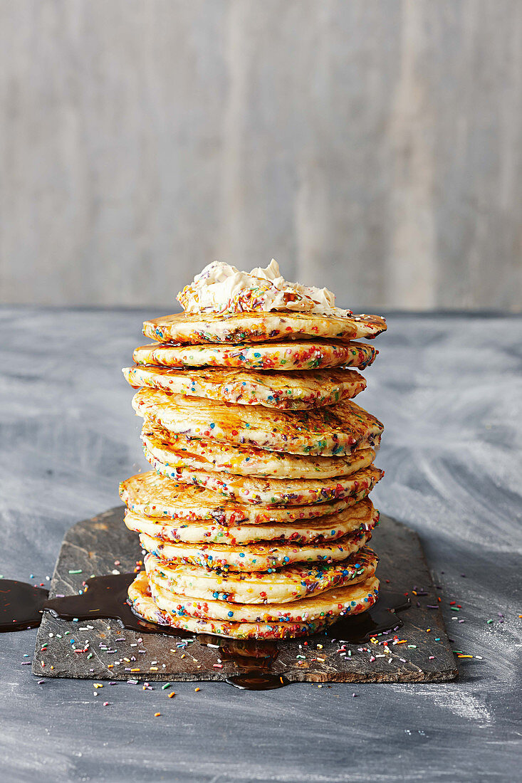 Funfetti pancakes with whipped maple butter