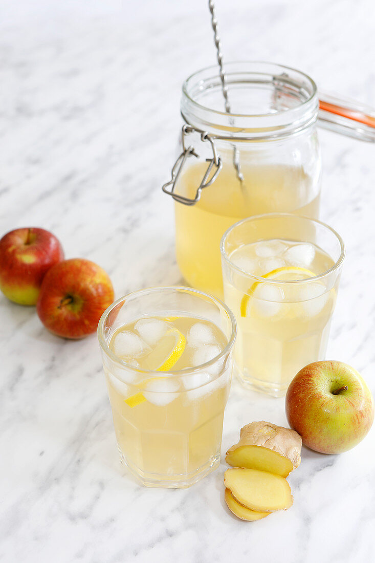 Switchel - Abnehmdrink mit Ingwer, Apfelessig, Sirup und Zitrone