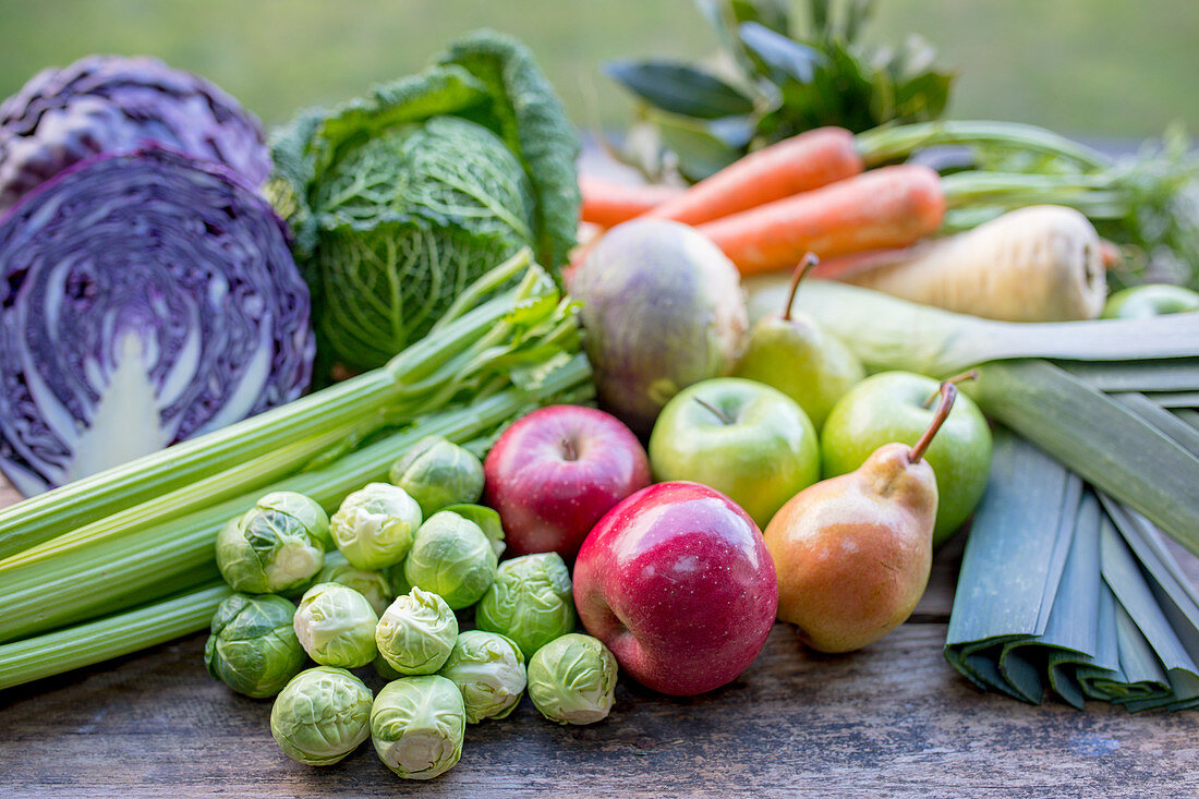 Winter vegetables, apples and pears