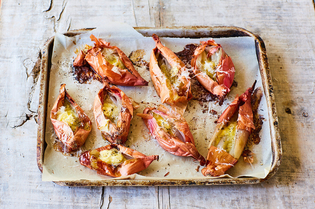 Roasted onions with parmesan butter