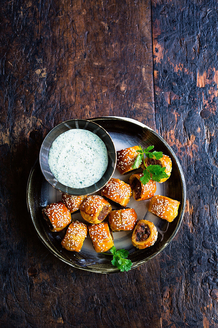 Mini masala sausage rolls