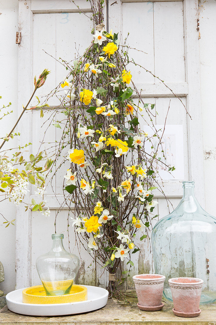 Handmade arrangement of narcissus