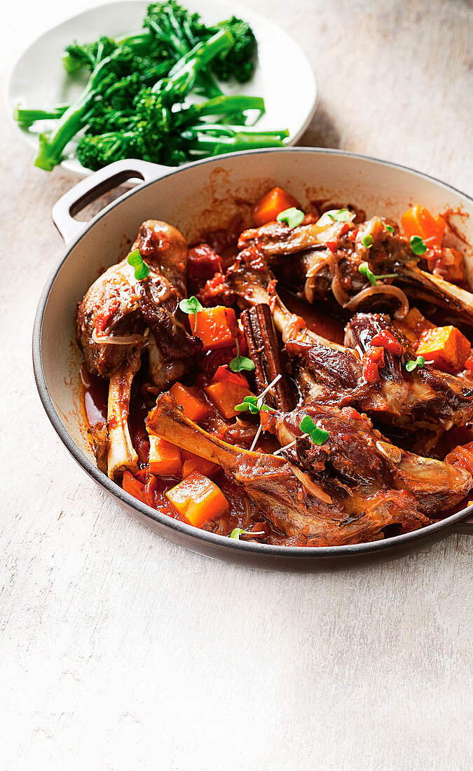 Lamb shanks with star anise and sweet potato