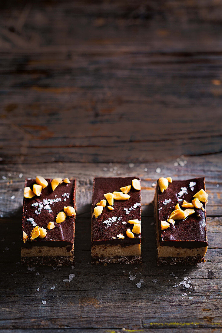 Gooey peanut butter and chocolate fridge bars