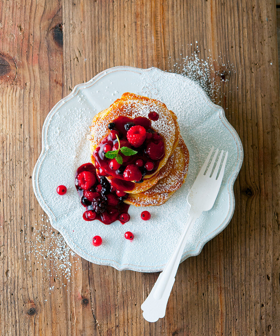 Pancakes with berry compote