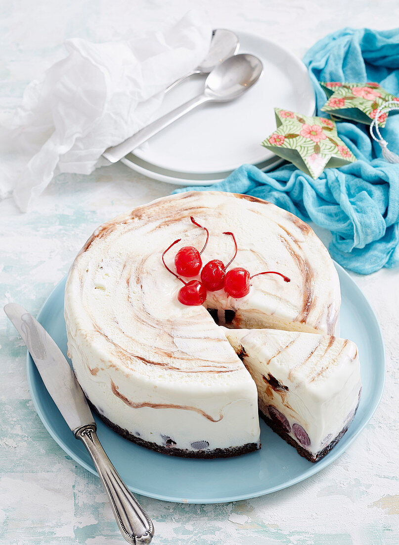 Choc cherry ice cream cake