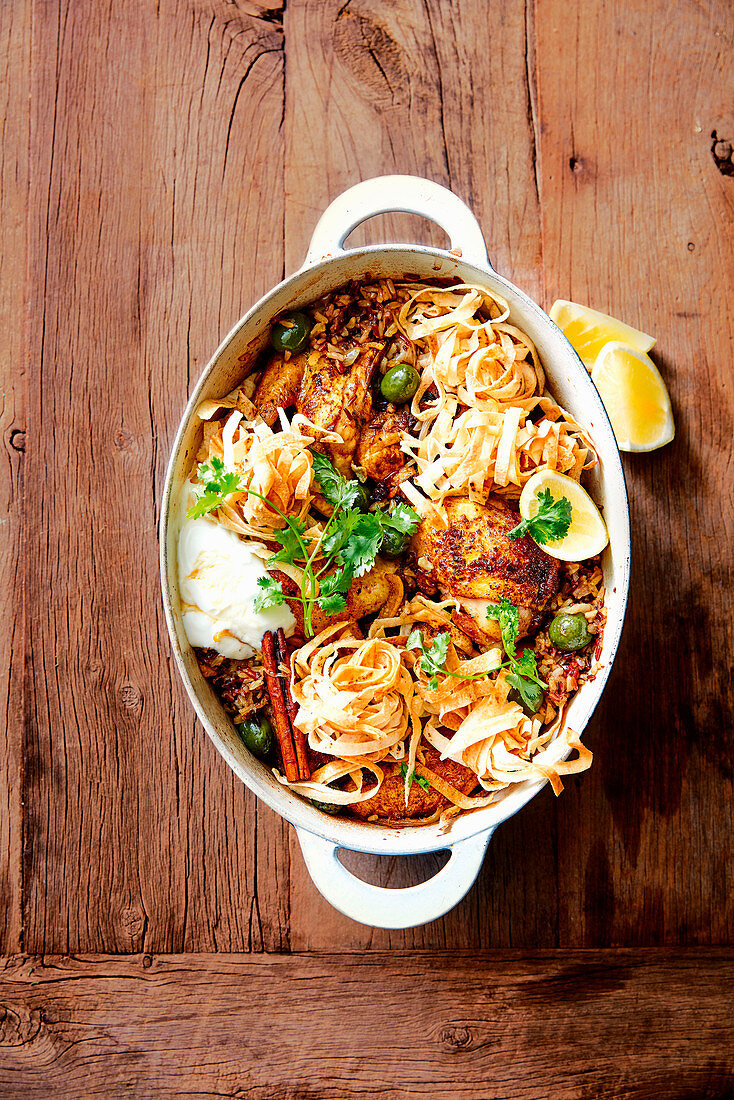 Moroccan chicken and rice one-pot