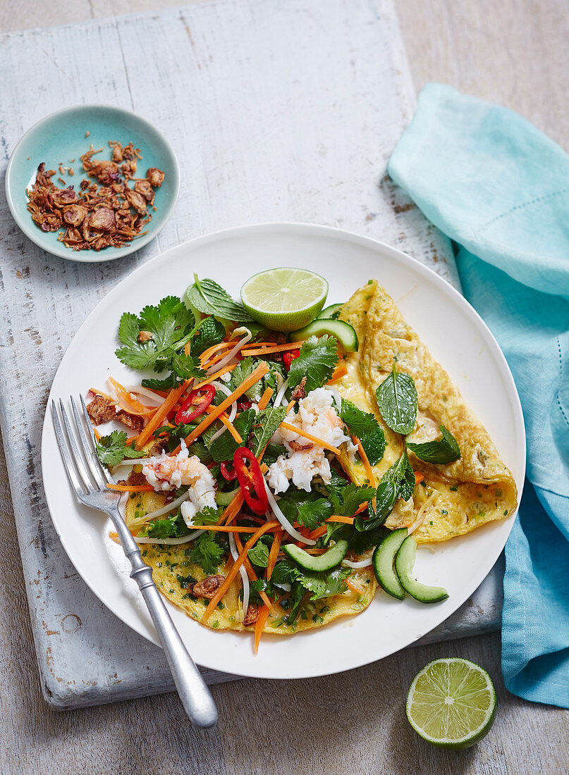 Crab Omelette with Asian Salad