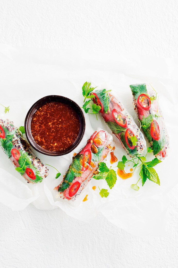 Healthy rice paper dippers with tamarinf sauce