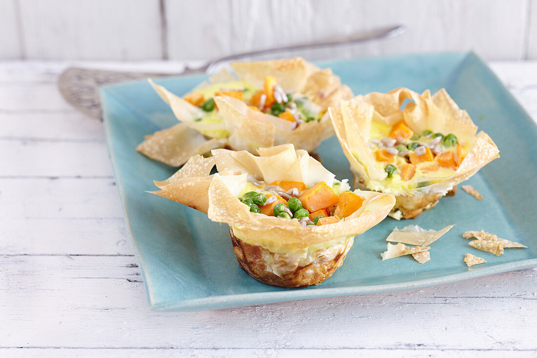 Filo pastry sweet potato tartlets with sour cream