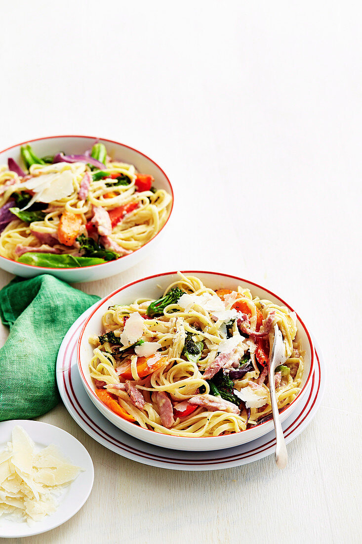 Creamy Ham and Roast Veg Pasta