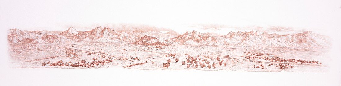 Old Red Sandstone landscape, illustration