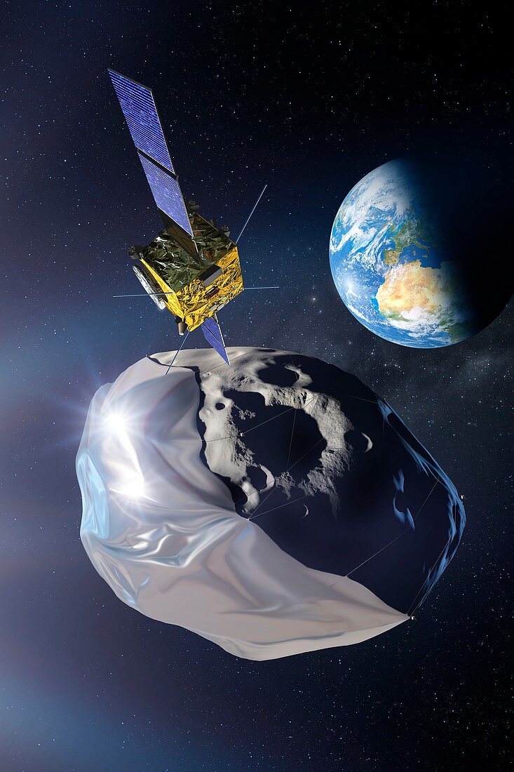 Asteroid deflection mission, illustration