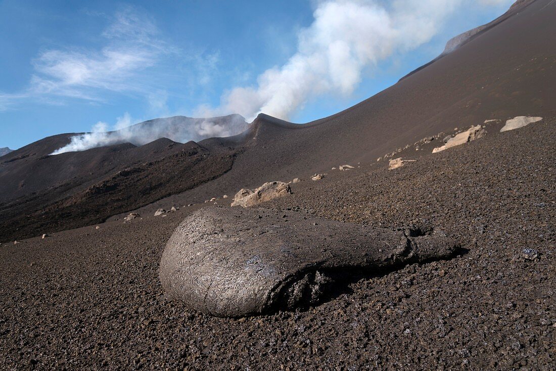 Lava bomb on slope of volcano, Pico do Fogo