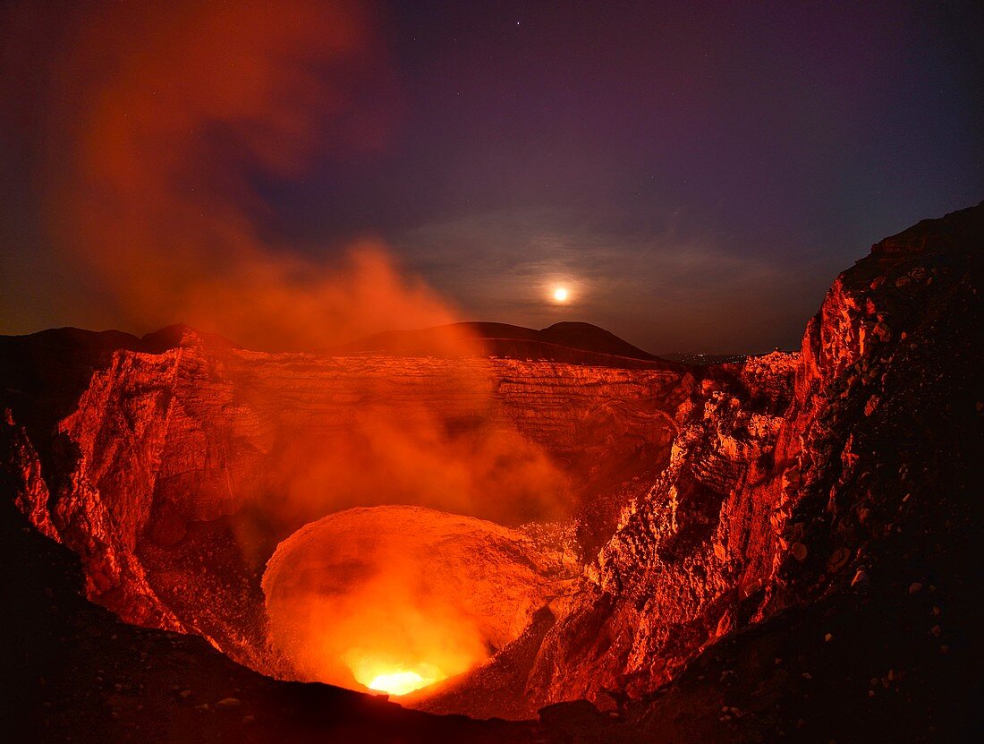 Santiago crater lava lake, Masaya caldera, Nicaragua