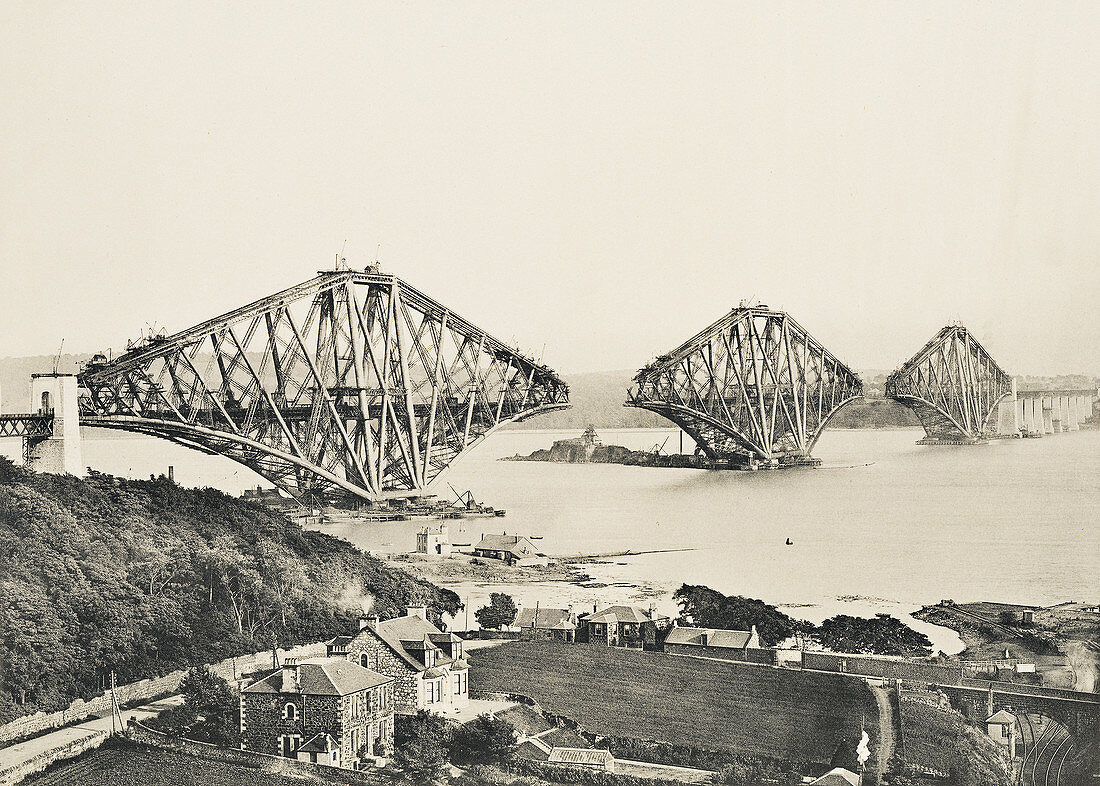 Forth Bridge construction, 1889