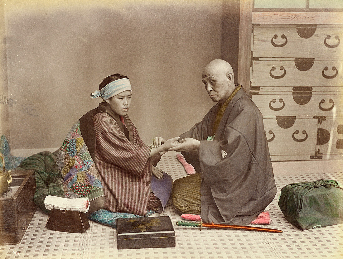 Doctor and patient in Japan, 19th century