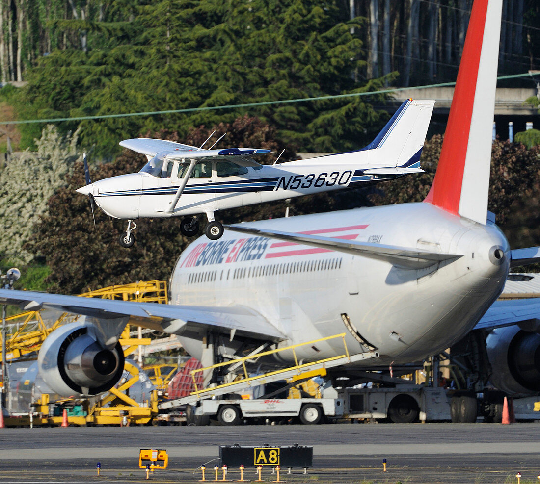 Light aircraft landing